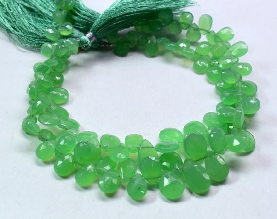 Chrysoprase Pear Shape Faceted Teardrop Beads Brioletter 5x6 To 12x9.mm Approx 8" Inches Natural Top Quality Wholesaler Price.