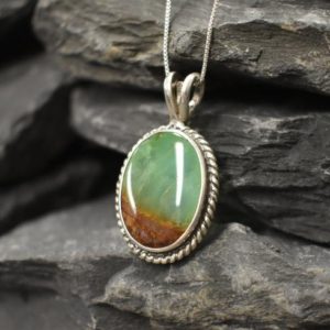Shop Chrysoprase Pendants! Chrysoprase Pendant, Metrix Chrysoprase, Raw Chrysoprase, Victorian Pendant, Raw Crystal Pendant, Green Pendant, Solid Silver Pendant | Natural genuine Chrysoprase pendants. Buy crystal jewelry, handmade handcrafted artisan jewelry for women.  Unique handmade gift ideas. #jewelry #beadedpendants #beadedjewelry #gift #shopping #handmadejewelry #fashion #style #product #pendants #affiliate #ad