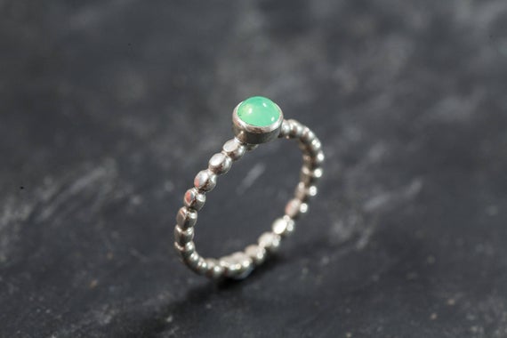 Chrysoprase Ring, Natural Chrysoprase, Real Chrysoprase, Green Chrysoprase, Genuine Chrysoprase, Green Ring, May Birthstone, Solid Silver