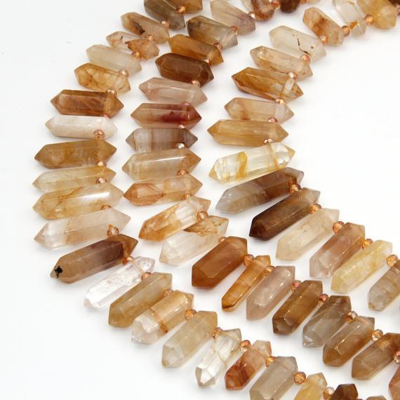 Natural Citrine Beads,double Obelisk Large Citrine Crystals Quartz Point Beads,healing Crystals,top Drilled Hole Crystals Gemstone Beads.