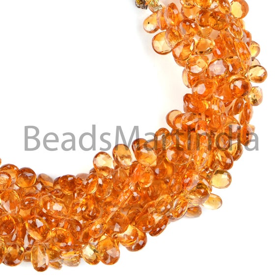 Madeira Citrine Faceted Pears Gemstone Beads, 5x7-6x8mm Citrine Faceted Beads, Citrine Faceted Beads, Citrine Pears Beads,  Aaa Quality