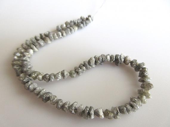 3mm To 4mm Natural Grey Diamond Beads, Uncut Raw Rough Conflict Free Diamond Beads, Sold As 4 Inch/8 Inch/16 Inch Strand, Ddg211