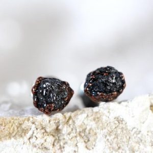Raw Diamond Earrings – Conflict Free Diamond Studs – April Birthstone Jewelry – Gold Post Earrings – Simple Earrings | Natural genuine Array earrings. Buy crystal jewelry, handmade handcrafted artisan jewelry for women.  Unique handmade gift ideas. #jewelry #beadedearrings #beadedjewelry #gift #shopping #handmadejewelry #fashion #style #product #earrings #affiliate #ad