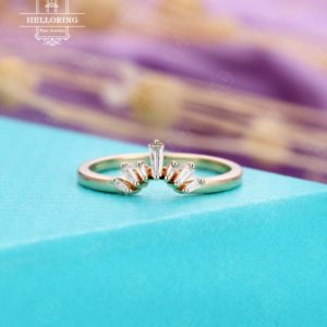 Shop Diamond Rings! Vintage Curved baguette Diamond wedding band white gold ring Matching Stacking ring Promise ring personalized rings Anniversary ring | Natural genuine Diamond rings, simple unique alternative gemstone engagement rings. #rings #jewelry #bridal #wedding #jewelryaccessories #engagementrings #weddingideas #affiliate #ad