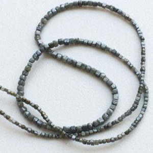 Shop Diamond Bead Shapes! 1-2mm Dark Grey Diamond Box Cubes, Natural Tiny Dark Grey Drilled Rough Diamond, Raw Diamond, Uncut Diamond For Necklace (3.5IN TO14IN) | Natural genuine other-shape Diamond beads for beading and jewelry making.  #jewelry #beads #beadedjewelry #diyjewelry #jewelrymaking #beadstore #beading #affiliate #ad