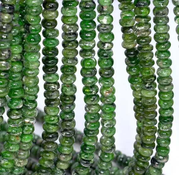 5x3mm Chrome Diopside Gemstone Grade A Deep Green Rondelle Loose Beads 7.5 Inch Half Strand (80004179-912)