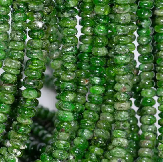 6x4mm Chrome Diopside Gemstone Grade Aa Deep Green Rondelle Loose Beads 15.5 Inch Full Strand (80004182-912)