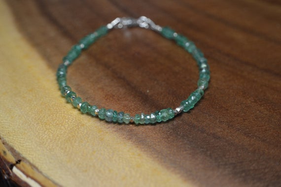 Emerald Bracelet In Sterling Silver, 14k Gold Fill // May Birthstone // Zambian Emerald // Stacking Bracelet // Everyday Emerald Jewelry