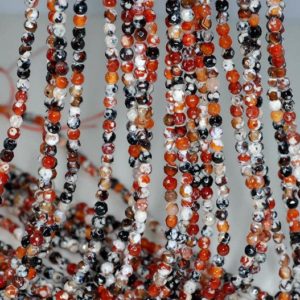 4mm Fire Agate Gemstone Ice Multi Color Faceted Round Loose Beads 15 inch Full Strand (90183836-364)