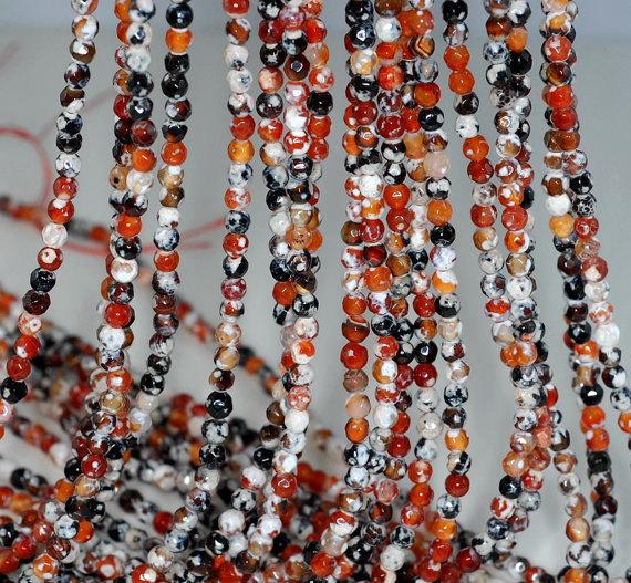 4mm Fire Agate Gemstone Ice Multi Color Faceted Round Loose Beads 15 Inch Full Strand (90183836-364)