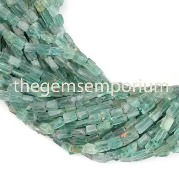 Green Fluorite Beads, Long Square Beads, 4x7-5x8mm, Green Fluorite Plain Beads, Fluorite Plain Long Beads, Aa Quality Beads, Wholesale Beads