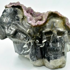 Shop Raw & Rough Fluorite Stones! Fluorite Geode Skull Sculpture weighs 17.7 pounds "As One Wishes" | Natural genuine stones & crystals in various shapes & sizes. Buy raw cut, tumbled, or polished gemstones for making jewelry or crystal healing energy vibration raising reiki stones. #crystals #gemstones #crystalhealing #crystalsandgemstones #energyhealing #affiliate #ad