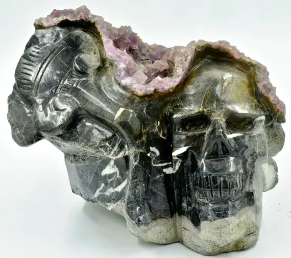 Fluorite Geode Skull Sculpture Weighs 17.7 Pounds "as One Wishes"