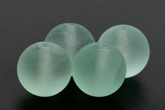 Genuine Natural Fluorite Gemstone Beads 8mm Matte Green Round A Quality Loose Beads (107082)