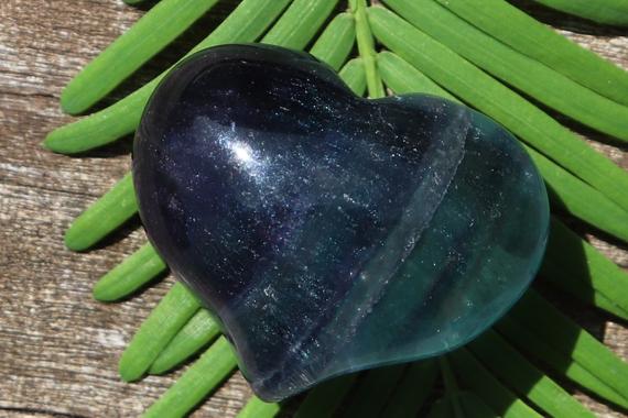 Rainbow Fluorite, Puffy Heart, Pocket, Worry Healing Stone, For The Heart, Throat, Brow And Crown Chakras!