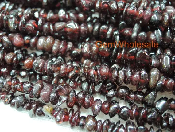 32" Aa Garnet 5x10mm Chips , Red Garnet Small Chips Gemstone, Dark Red Color Small Diy Jewelry Beads, Gemstone Wholesaler