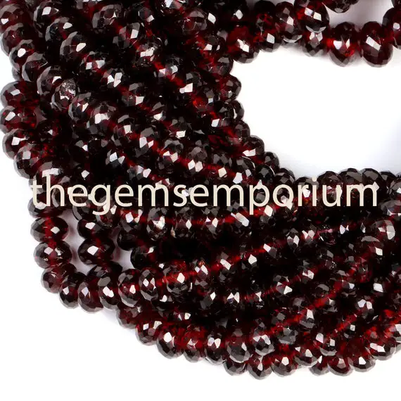 Mozambique Garnet Faceted Rondelle Beads, 6-8.5mm Mozambique Garnet Rondelle Beads, Garnet Faceted Beads, Red Garnet Beads