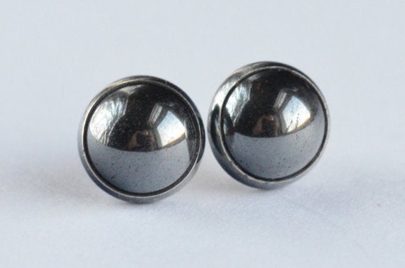 Hematite 3mm 4mm 6mm 8mm 10mm Sterling Silver Stud Earrings Pair