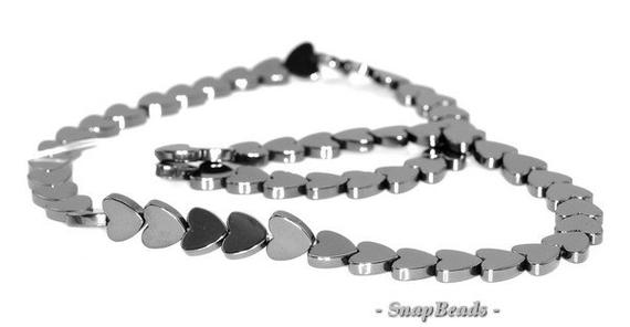6mm Noir Black Hematite Gemstone Black Love Heart 6mm Loose Beads 15 Inch Full Strand (90147104-336)