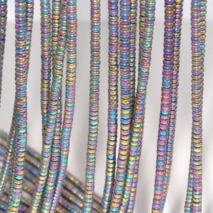 Shop Hematite Rondelle Beads! 3X2MM Rainbow Hematite Gemstone Rondelle Loose Beads 16 inch Full Strand (80000039-A37) | Natural genuine rondelle Hematite beads for beading and jewelry making.  #jewelry #beads #beadedjewelry #diyjewelry #jewelrymaking #beadstore #beading #affiliate #ad