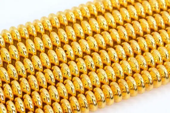 Shiny Gold Tone Hematite Loose Beads Rondelle Shape 6x3mm 8x3mm