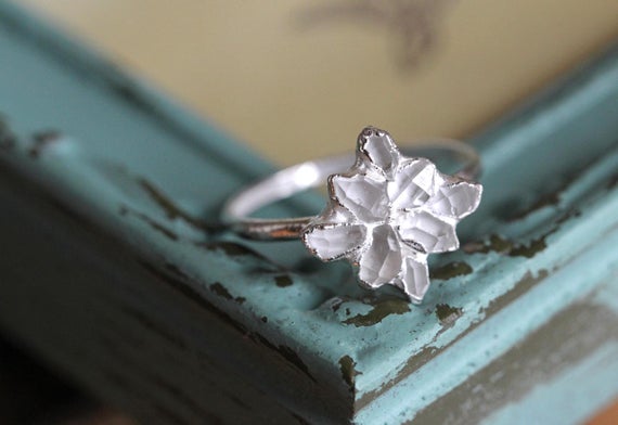 Herkimer Diamond Cluster Ring - Gift For Her - April Birthstone