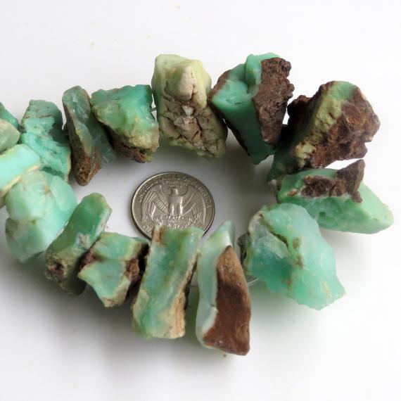 Huge Natural Raw Chrysoprase Gemstone Beads, Chrysoprase Beads, Chrysoprase Rough Stone Drilled, 16mm To 40mm Beads, Sold As 16"/8", Gds1314