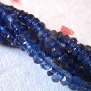 Shop Iolite Faceted Beads! Full Strand, IOLITE Rondelles, Luxe AAA, 3-3.5 mm, Water Sapphire, faceted.. brides bridal weddings something blue.. | Natural genuine faceted Iolite beads for beading and jewelry making.  #jewelry #beads #beadedjewelry #diyjewelry #jewelrymaking #beadstore #beading #affiliate #ad