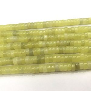 Genuine Lemon Yellow Jade 4mm – 8mm Heishi Natural Gemstone Beads 15 inch Jewelry Supply Bracelet Necklace Material Support Wholesale | Natural genuine other-shape Gemstone beads for beading and jewelry making.  #jewelry #beads #beadedjewelry #diyjewelry #jewelrymaking #beadstore #beading #affiliate #ad