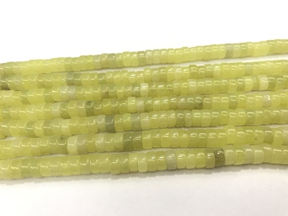 Genuine Lemon Yellow Jade 4mm - 8mm Heishi Natural Gemstone Beads 15 Inch Jewelry Supply Bracelet Necklace Material Support Wholesale