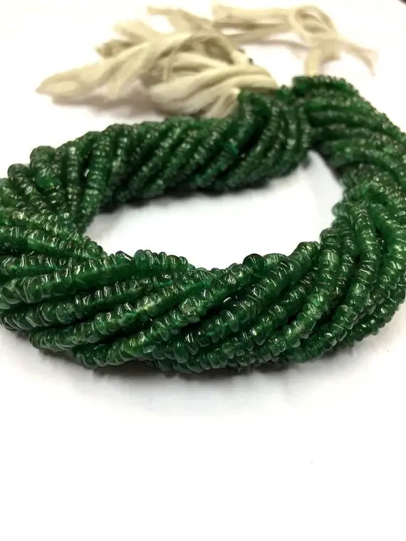 Natural Smooth Nephrite Jade Tyre Beads 5.mm Green Jade Gemstone Beads Jewelry Making Tyre Beads Wholesale Gemstone Beads 14" Strand