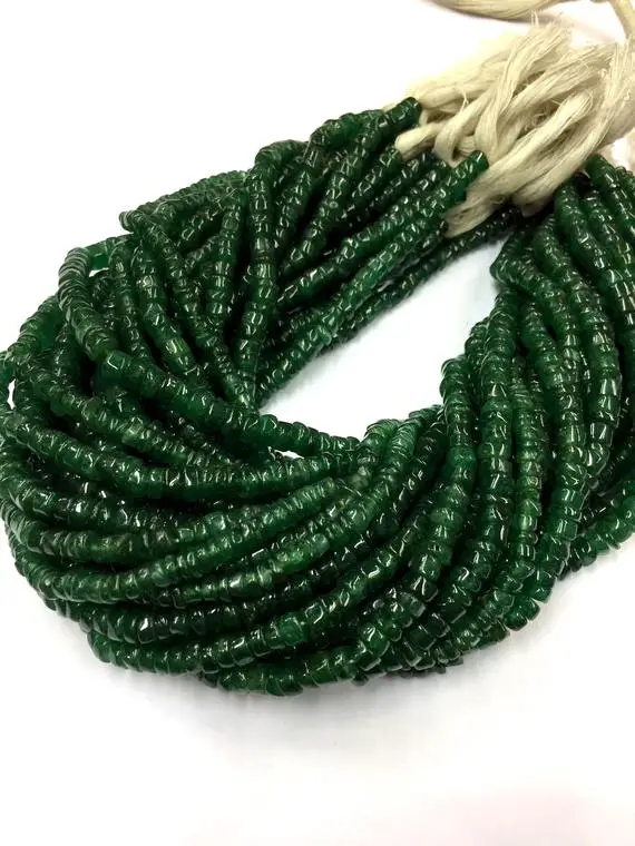 Natural Smooth Nephrite Jade Tyre Shape Beads 5.5 Mm Wheel Shape Gemstone Beads 14" Strand