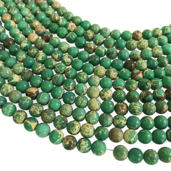 6mm Aqua Terra Jasper Beads, Green Imperial Jasper Beads, Round Gemstone Beads, Wholesale Beads