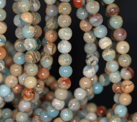 6mm Snake Skin Imperial Jasper Gemstone Blue Round Loose Beads 15.5 Inch Full Strand (90184412-357)