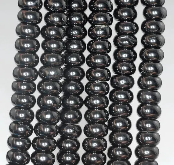6x3-6x4mm Black Jet Gemstone Rondelle Loose Beads 16 Inch Full Strand (90186889-824)