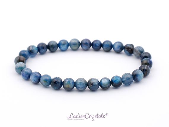 Blue Kyanite Bracelet, Kyanite Bracelet 6 Mm Beads, Blue Kyanite, Bracelets, Metaphysical Crystals, Wedding Favors, Gifts, Crystals, Gems