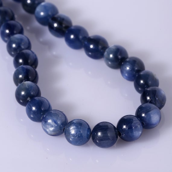 Aa Blue Kyanite Beads Natural Kyanite Smooth Round Beads Genuine Kyanite Necklace Blue Gemstone Gift For Girlfriend Birthday Wedding Gift
