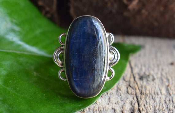 925 Silver Natural Blue Kyanite Ring-blue Kyanite Ring-blue Kyanite Ring-natural Kyanite Ring-handmade Ring-ring For Women-design Ring