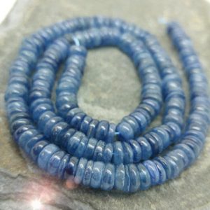 Natural Blue Kyanite Round Smooth Heishi Beads 5-6mm  Blue Gemstone spacer Beads Kyanite Gemstone round Beads Kyanite Jewellery / 5 beads | Natural genuine round Kyanite beads for beading and jewelry making.  #jewelry #beads #beadedjewelry #diyjewelry #jewelrymaking #beadstore #beading #affiliate #ad