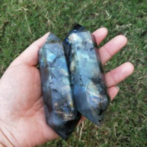 Shop Labradorite Points & Wands! Large Labradorite Double Terminated Crystal Point Wand | Natural genuine stones & crystals in various shapes & sizes. Buy raw cut, tumbled, or polished gemstones for making jewelry or crystal healing energy vibration raising reiki stones. #crystals #gemstones #crystalhealing #crystalsandgemstones #energyhealing #affiliate #ad