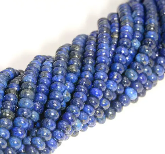 6x4mm Lapis Lazuli Gemstone Grade Aa Blue Rondelle 6x4mm Loose Beads 16 Inch Full Strand (90188809-82)
