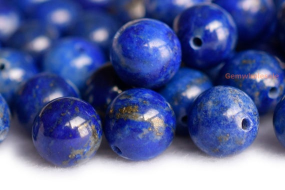 4pcs 6mm/8mm/10mm Half Drilled Natural Lapis Lazuli Round Beads, Half Hole Genuine Lapis Beads Hgho