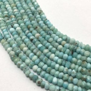 Shop Larimar Faceted Beads! AAA Natural Larimar Micro Faceted Rondelle Beads.Blue Larimar Rondelle Shape Beads,Larimar Beads Strand 13",Larimar Beads For Jewelry Making | Natural genuine faceted Larimar beads for beading and jewelry making.  #jewelry #beads #beadedjewelry #diyjewelry #jewelrymaking #beadstore #beading #affiliate #ad