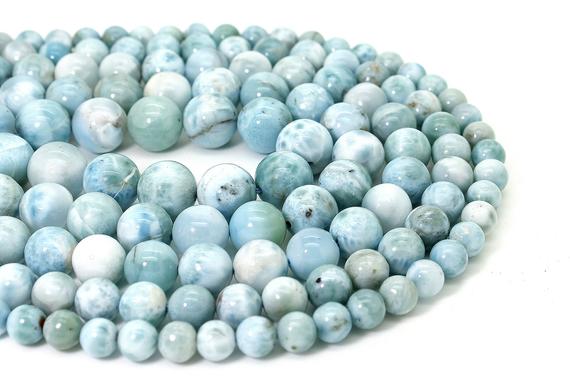 Genunie Natural Larimar, High Quality Larimar Smooth Round Sphere Ball Loose Gemstone Beads (6mm 8mm 10mm 11mm 12mm 14mm) - Pg316