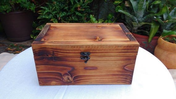 Handcrafted Pine Wood Keepsake Box, Valet Memory Box