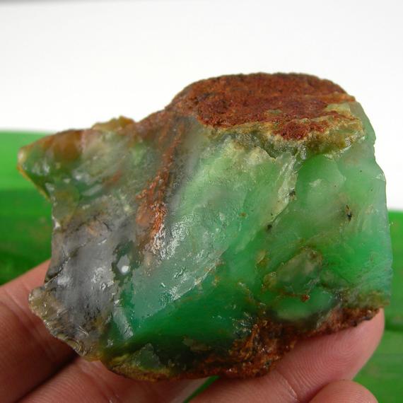 250 Grams Qty 2 Pieces Mixed Dark Apple Green Colour Natural Australian Chrysoprase Rough Mineral Rock Gemstone - Ac230 - Vintage Stocks