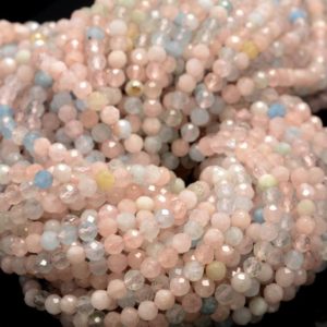 Shop Morganite Faceted Beads! 2MM Morganite Gemstone Pink Micro Faceted Round Grade Aa Beads 15.5inch WHOLESALE (80010213-A192) | Natural genuine faceted Morganite beads for beading and jewelry making.  #jewelry #beads #beadedjewelry #diyjewelry #jewelrymaking #beadstore #beading #affiliate #ad