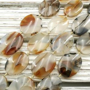 Montana Moss Agate oval beads 20-25.5mm (ETB00828) Unique jewelry/Vintage jewelry/Gemstone necklace | Natural genuine other-shape Gemstone beads for beading and jewelry making.  #jewelry #beads #beadedjewelry #diyjewelry #jewelrymaking #beadstore #beading #affiliate #ad