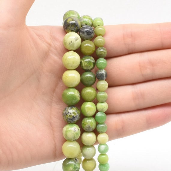 Natural Chrysoprase Beads, 6mm 8mm 10mm Smooth Round Beads, Australian Green Jade Beads Strand, Natural Chrysoprase Gemstone Beads, Csp20x0