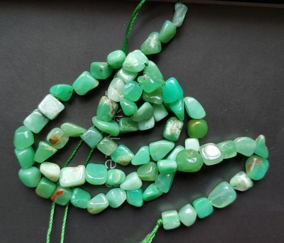 Natural Chrysoprase Pebble Beads,small Nugget Beads,green Stone Nugget Chips,5-7mm